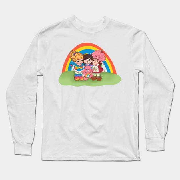 Vintage 80s Girls Gang Rainbows Garden Long Sleeve T-Shirt by 80sCartoons.Club